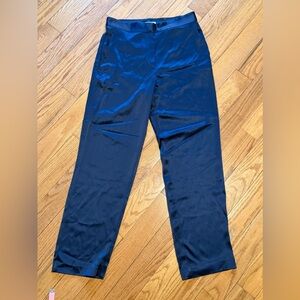 Aritzia Navy Satin Straight Leg Trousers Size 8